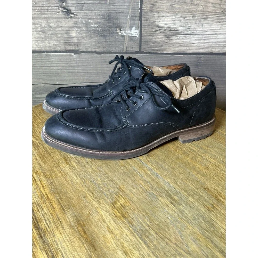 Florsheim Men’s Lodge Moc Toe Oxford Shoes Black Lace Up Size 10